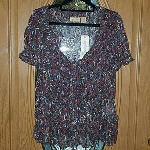 Wrangled Brown rusty color sheer top Sz S NWT.
